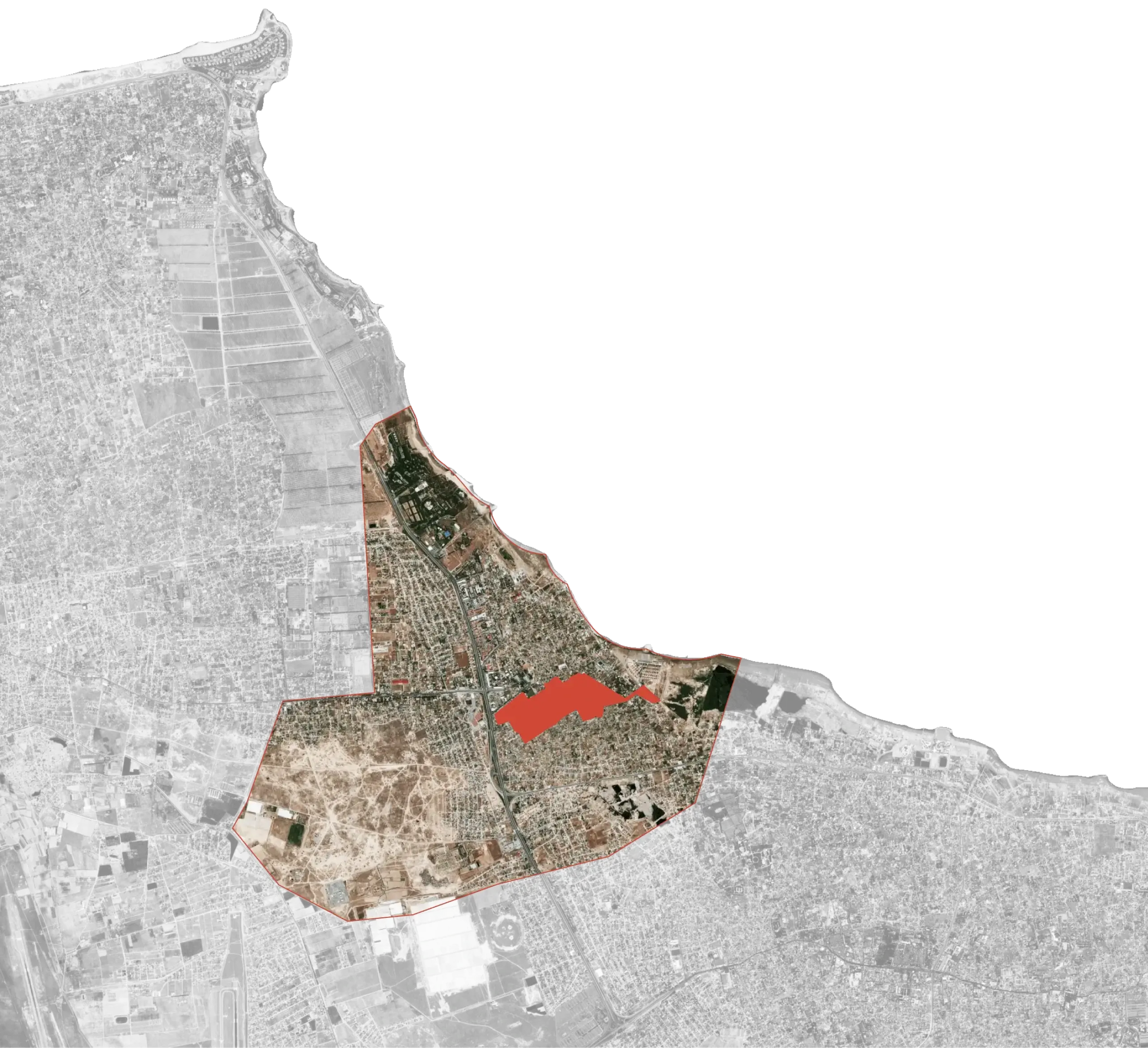 Map satellite view of the Buzovna region in Azerbaijan.